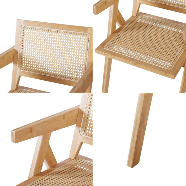 Eetkamerstoel Asikkala 79x50x50 cm bamboe rotan look naturel [en.casa]