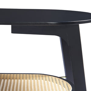 Salontafel Taivalkoski 120x43x40 cm met plank zwart en rotan look [en.casa]