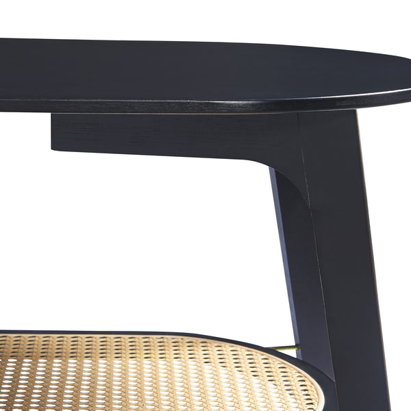 Salontafel Taivalkoski 120x43x40 cm met plank zwart en rotan look [en.casa]