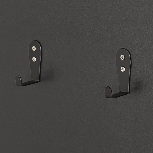 Wandkapstok Helsinge met spiegel en planken 140x59,5x16 cm zwart en houtkleurig [en.casa]