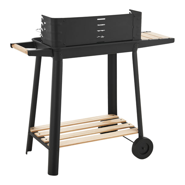 Houtskool BBQ Ari met zijpanelen 78x86x30 cm zwart en houtkleurig casa.pro