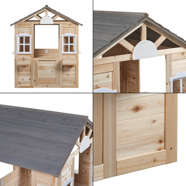 Houten speelhuis Acciano 131x113x97 cm naturel en grijs casa.pro