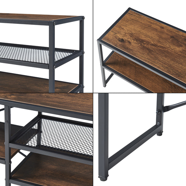 TV meubel Västiarharg 120x30x46 cm zwart en walnootkleurig [en.casa]