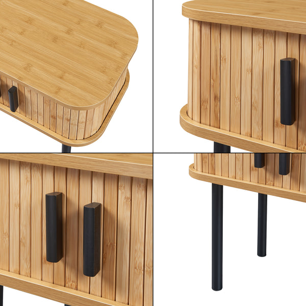 Bijzettafel Tvedestrand 48x30x45 cm bamboe naturel en zwart [en.casa]