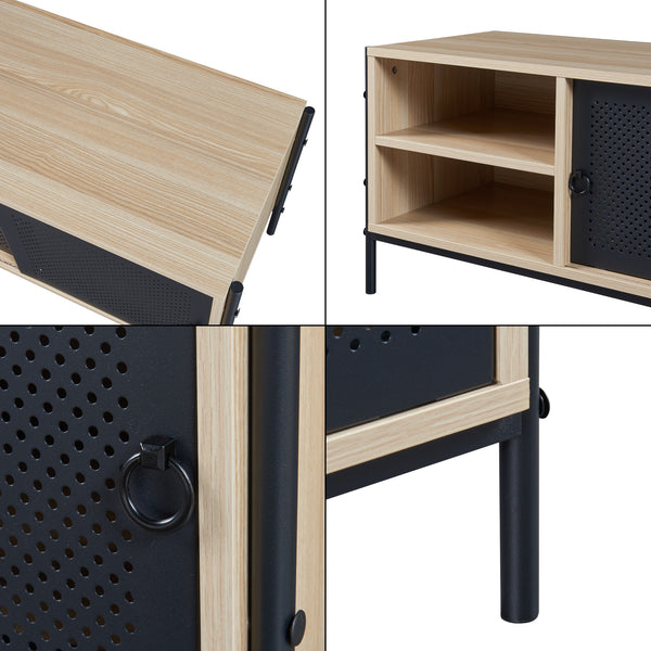 TV meubel Tysnes 120x40x45 cm eikenkleurig en zwart [en.casa]