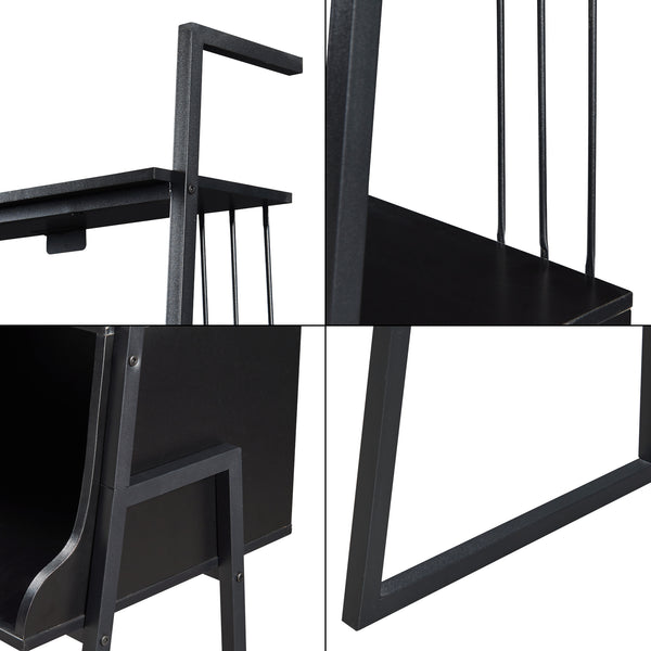 Bureau Storfjord met planken 183,5x80x40 cm zwart [en.casa]