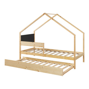 Kinderbed Sodankylä met onderschuifbed en matrassen 90x200 cm [en.casa]