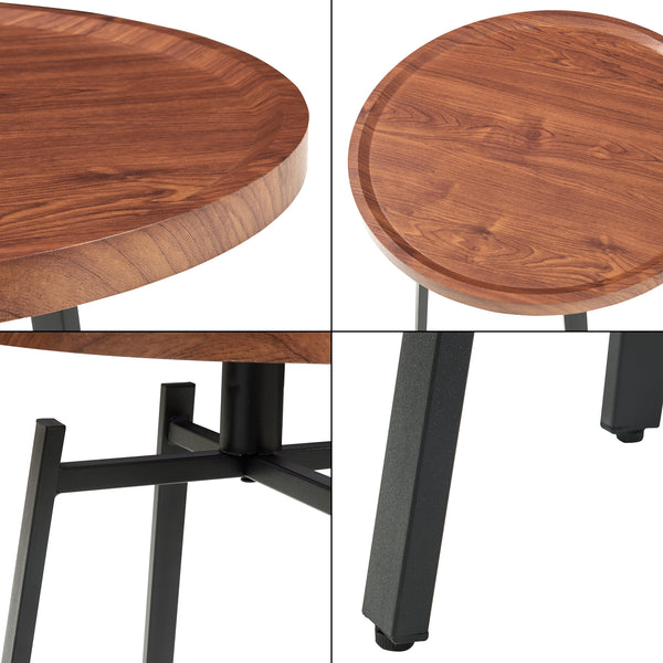 Bijzettafel Mippeena rond Ø50 cm walnootkleurig en zwart [en.casa]