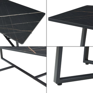 Salontafel Riskiften marmerlook zwart en zwart 120x60x48 cm [en.casa]