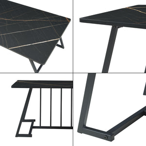 Salontafel Nospoo marmerlook zwart 120x60x46 cm [en.casa]
