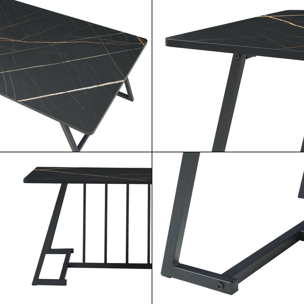 Salontafel Nospoo marmerlook zwart 120x60x46 cm [en.casa]