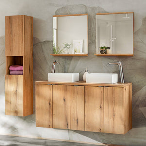 Badkamerkast Newport kolomkast 140x30x25 cm eikenkleurig [en.casa]