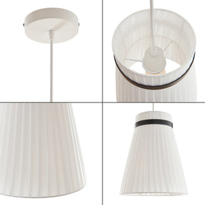 Hanglamp Broughton E27 stoffen lampenkap wit met zwarte ring lux.pro