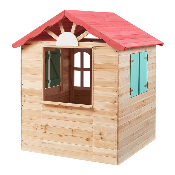 Speelhuis Lulä houten kinderhuisje voor buiten naturel rood wit groen casa.pro