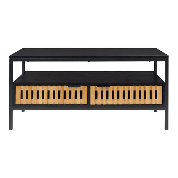 Salontafel Luniehti zwart en naturel 100x40x48 cm [en.casa]