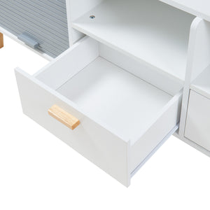 TV-meubel Kvaefjord 160x40x52 cm wit en grijs [en.casa]