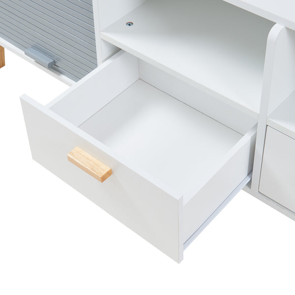 TV-meubel Kvaefjord 160x40x52 cm wit en grijs [en.casa]