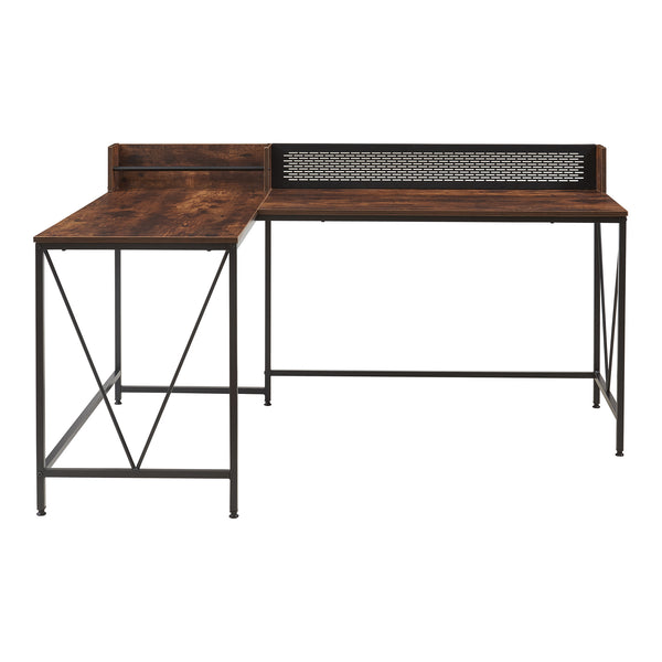Bureau Frelvepirg L-vorm 165x110x90 cm zwart en walnootkleurig [en.casa]