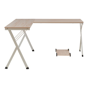 Bureau Tarielarg L-vorm met pc-standaard 158x120x75 cm wit en eikenkleurig [en.casa]
