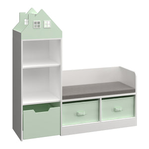 Kinderrek met zitbank Vipsali 100x99x30 cm mintgroen en wit [en.casa]
