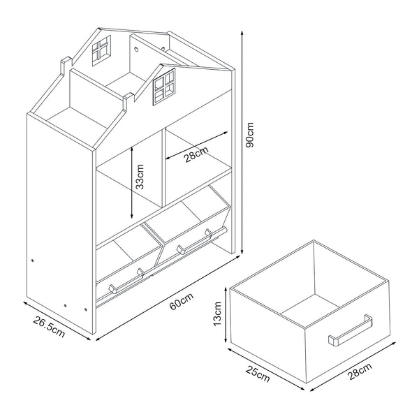 Kinderrek Vipsali huisvorm 90x60x27 cm mintgroen en wit [en.casa]