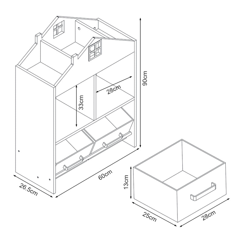 Maatschets Kinderrek Vipsali huisvorm 90x60x27 cm mintgroen en wit [en.casa]
