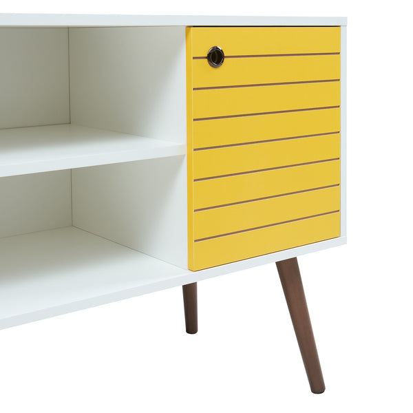 Tv meubel Vare 100x40x66 cm wit geel en walnootkleurig [en.casa]