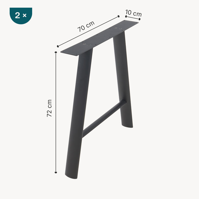 Maatschets Tafelonderstel set Hullem A vorm 72x70 cm zwart [en.casa]