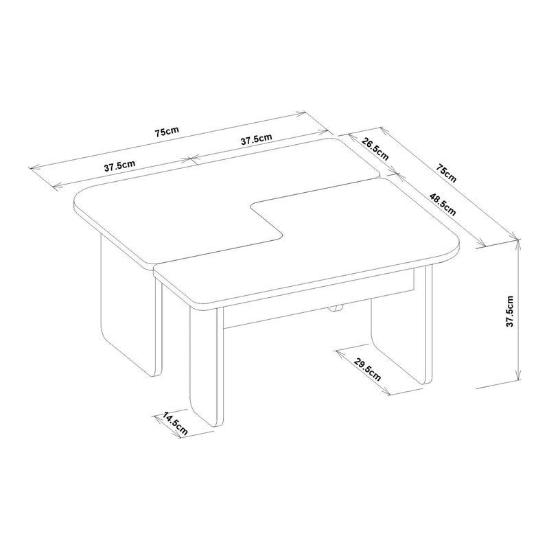 Maatschets Salontafel Boneksbelt 2-delig travertijn en zandsteen 75x75x38 cm [en.casa] 