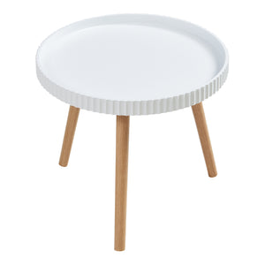Bijzettafel Bongard rond 45xØ50 cm wit en naturel [en.casa]