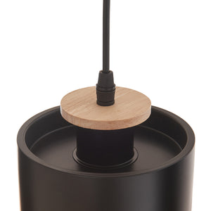 Hanglamp Posdand 5xE27 houtkleurig en zwart lux.pro