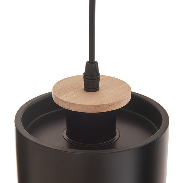 Hanglamp Posdand 5xE27 houtkleurig en zwart lux.pro
