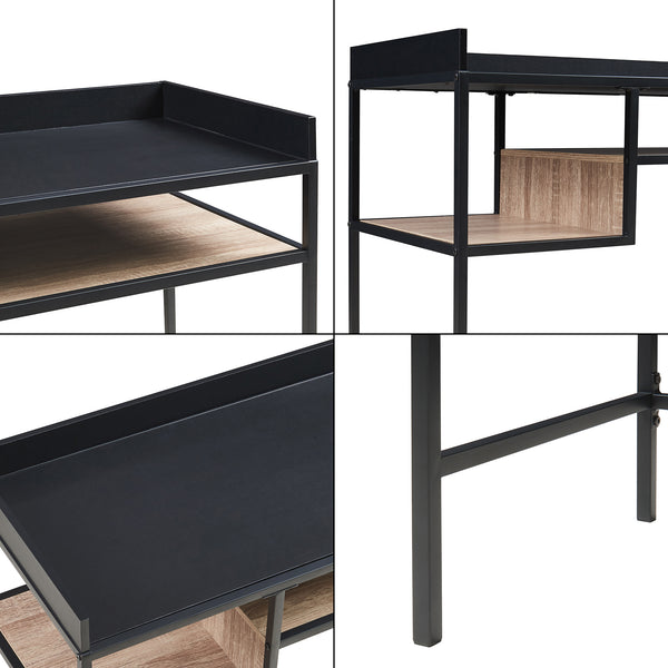 Bureau Belana 100x43x82 cm zwart en eikenkleurig [en.casa]
