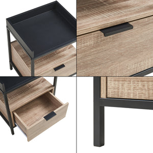 Nachtkastje Belana 51x40x35 cm zwart en eikenkleurig [en.casa]