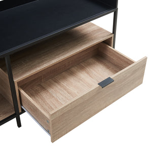 Tv meubel Belana 120x40x54 cm zwart en eikenkleurig [en.casa]