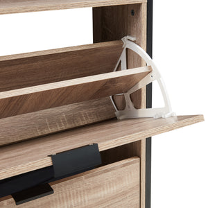 Schoenkast Belana 116x60x24 cm zwart en eikenkleurig [en.casa]