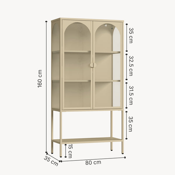Vitrinekast Klippestad 160x80x35 cm camel [en.casa] 