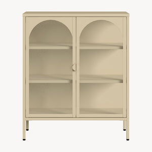 Dressoir Klippestad vitrinekast 95x80x35 cm camel [en.casa]