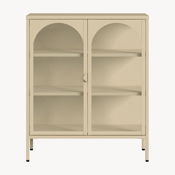 Dressoir Klippestad vitrinekast 95x80x35 cm camel [en.casa]