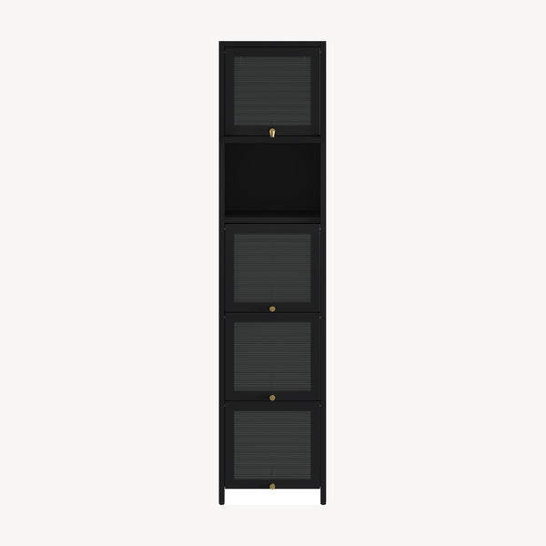 Vitrinekast Ostersund 174x40x35 cm zwart [en.casa]