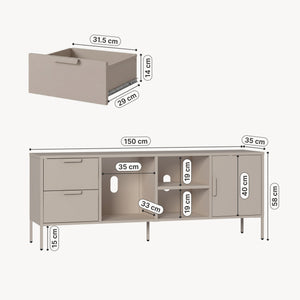 TV meubel Kliri met lades en deur 150x35x58 cm camel [en.casa] 