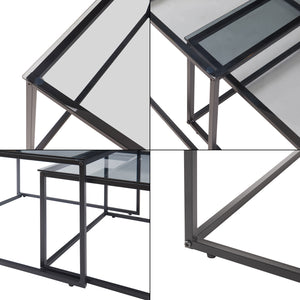 Salontafel Tromlaslo set van 2 grijs en zwart [en.casa]