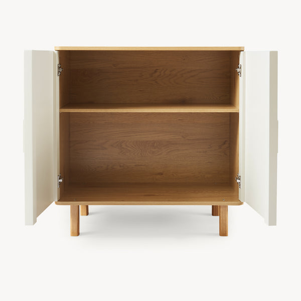Commode Ferrersp 80x80x40 cm eikenkleurig havermout en naturel [en.casa]