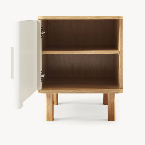 Nachtkast Ferrersp 50x40x40 cm eikenkleurig havermout en naturel [en.casa]
