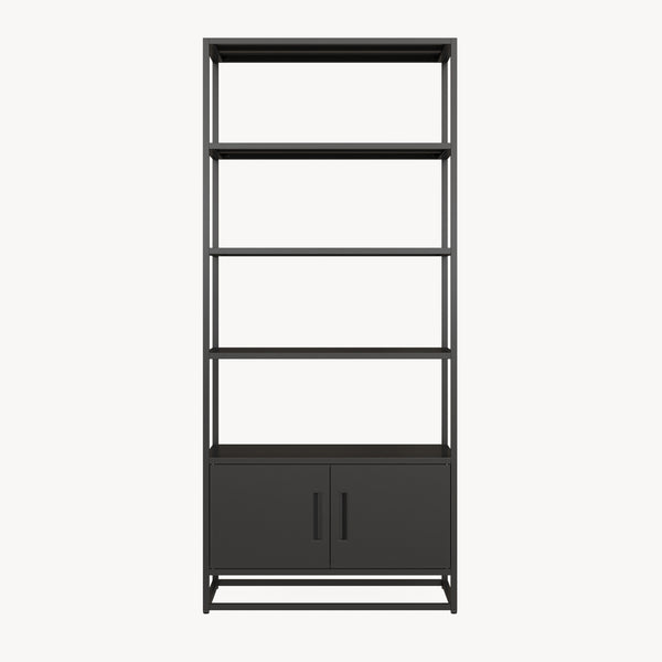Boekenkast Hailuoto met kast 180x80x40 cm zwart [en.casa] 