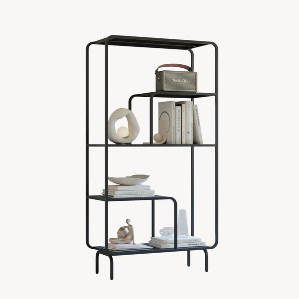 Boekenkast Færder 145x76x33 cm zwart mat [en.casa]
