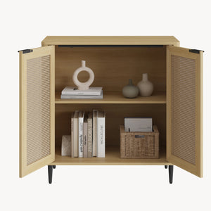Commode Lukhomso 83x80x40 cm eikenkleurig en zwart [en.casa]