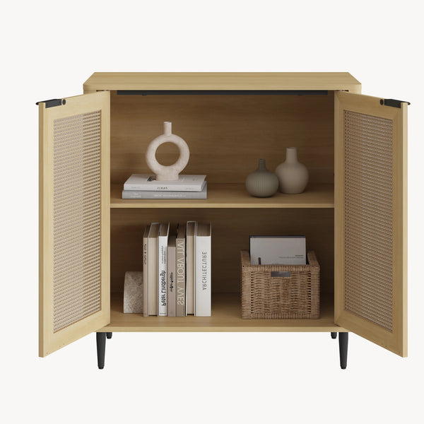 Commode Lukhomso 83x80x40 cm eikenkleurig en zwart [en.casa]