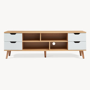 Tv-meubel Bordkak 140x30x45 cm eikenkleurig en wit [en.casa]