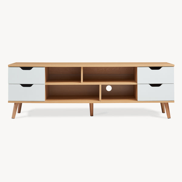 Tv-meubel Bordkak 140x30x45 cm eikenkleurig en wit [en.casa]
